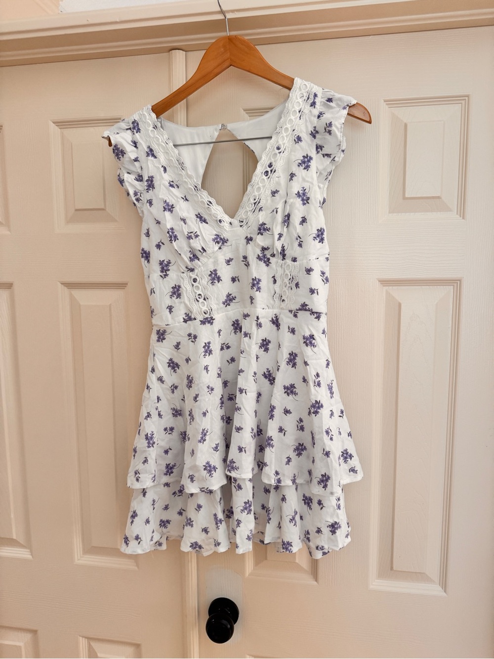 Trixxi White Mini Dress with Purple Floral Print